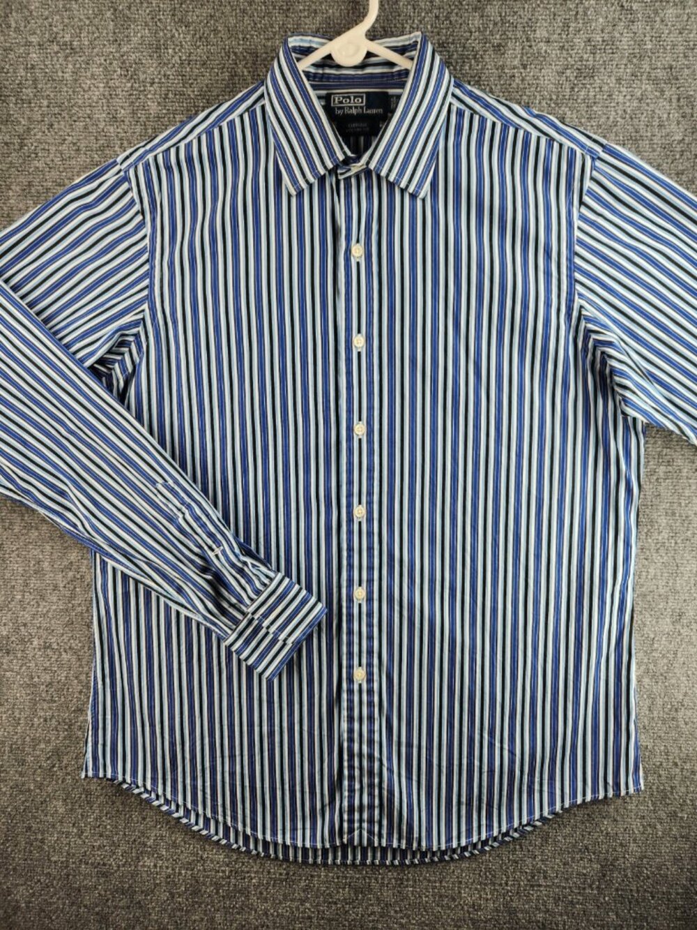 Polo Ralph Lauren Striped Blue Button Up Shirt Curham Custom Fit 16.5 36/37 Men - Picture 2 of 16